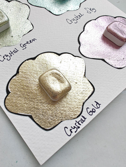 Set of 4 1/4 high quality handmade watercolors metallic CRYSTAL SET