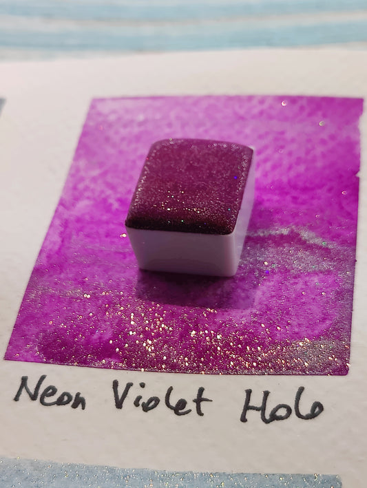 Acquerello artigianale olografico Viola Neon Holo