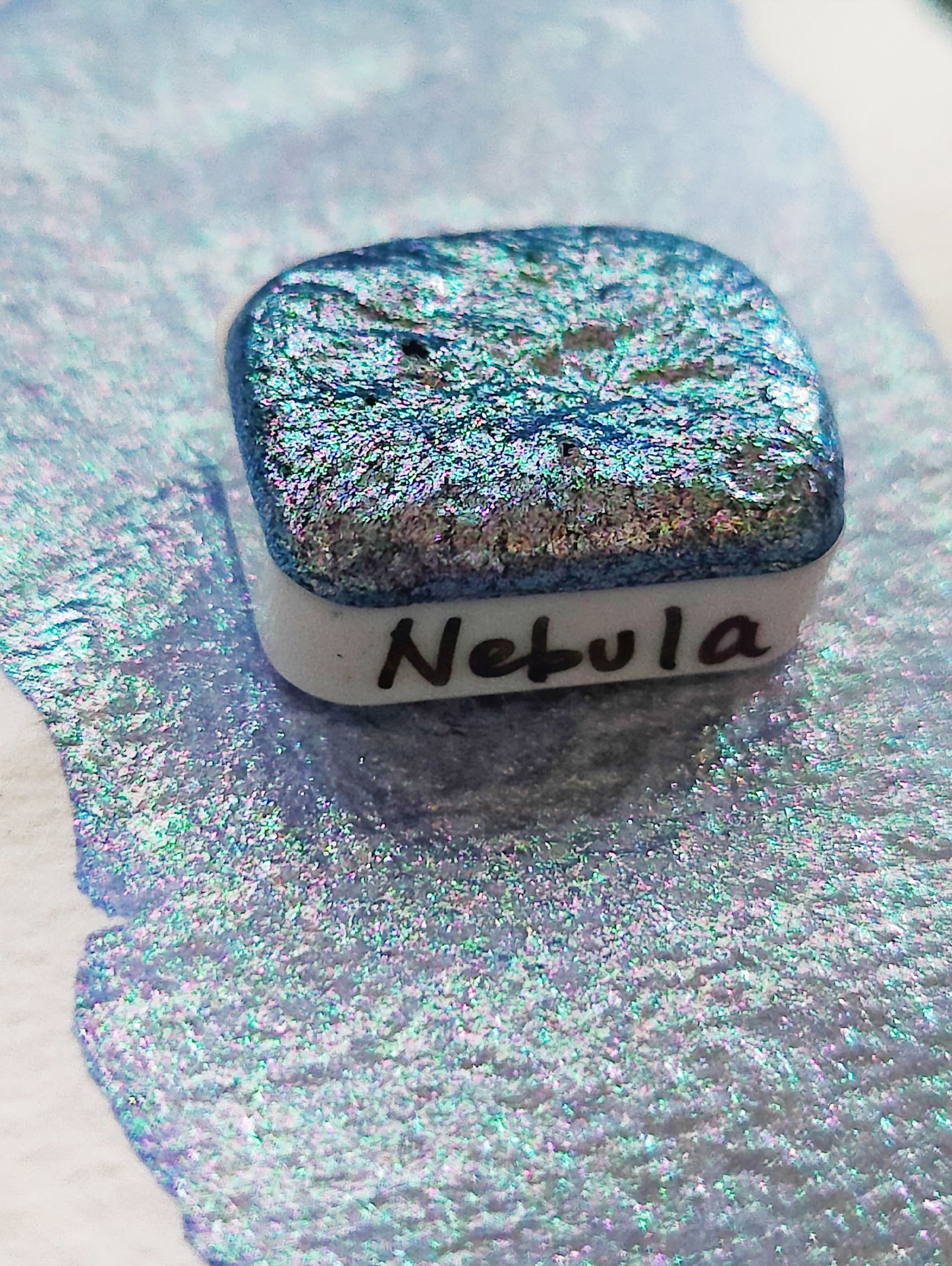 Acquerello artigianale 1/4 godet pan azzurro lilla viola blu colorshift NEBULA
