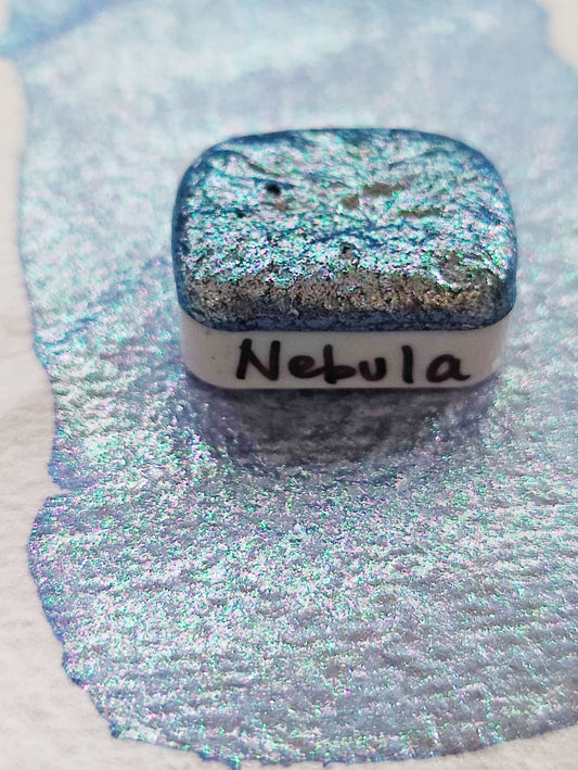 Watercolor craft 1/4 godet pan light blue lilac purple blue colorshift NEBULA