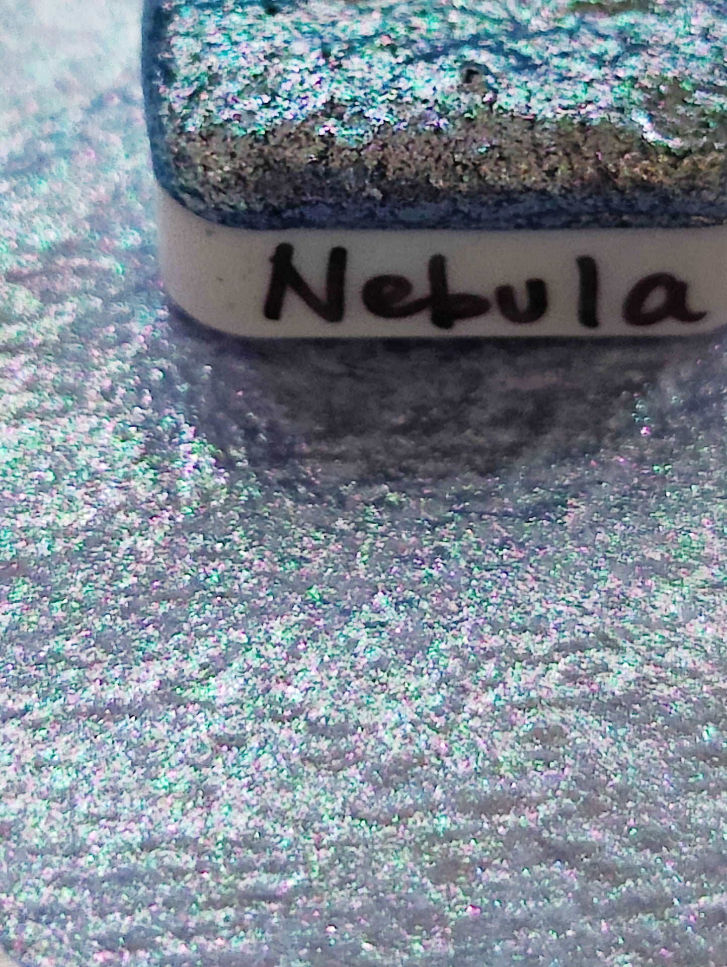 Acquerello artigianale 1/4 godet pan azzurro lilla viola blu colorshift NEBULA