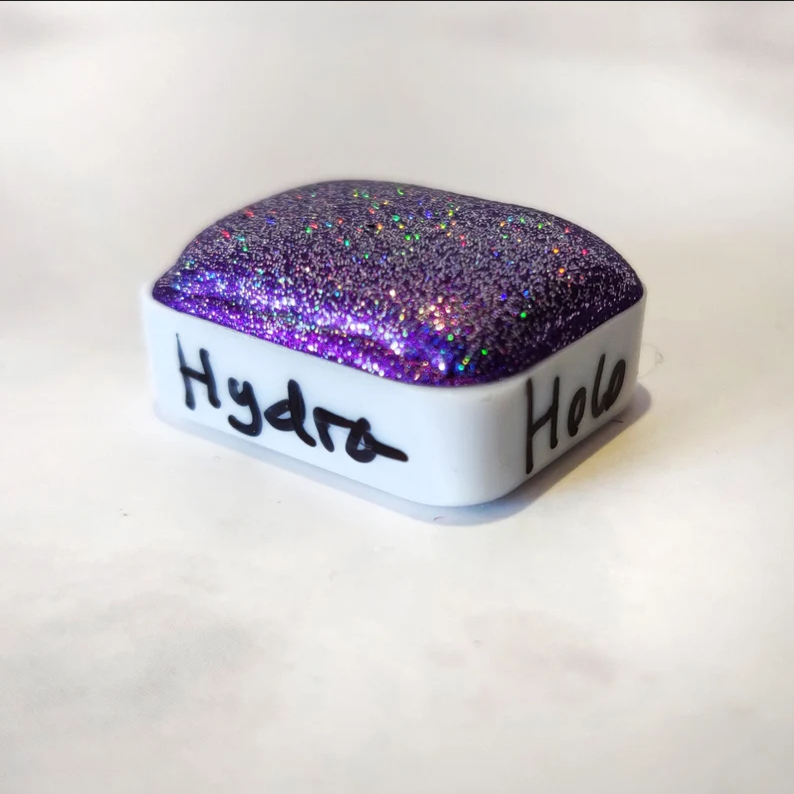 Holographic craft watercolor 1/4 godet holo purple chrome base paint calligraphy handmade HOLO HYDRA