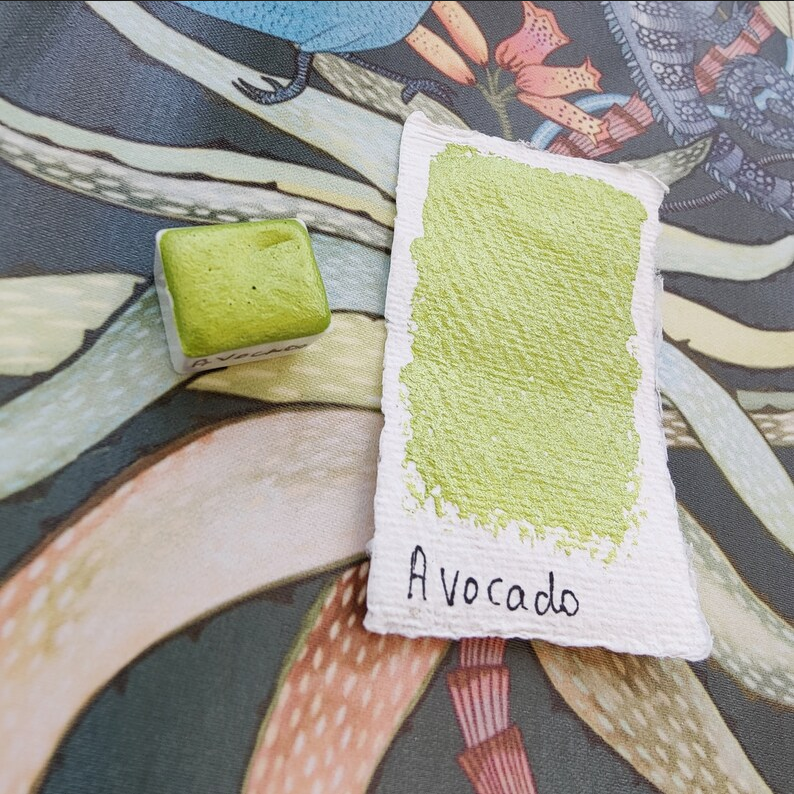 Handcrafted watercolor 1/2 light green god illustration handlettering calligraphy paint AVOCADO