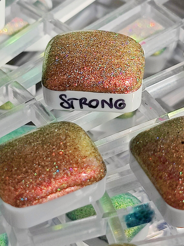 Acquerello artigianale glitter olografico 1/4 godet vernice calligrafia fatto a mano YOU ARE STRONG