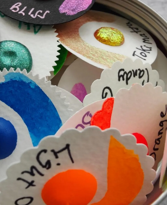 Set of 30 handmade watercolor dot cards DELUXE BAG