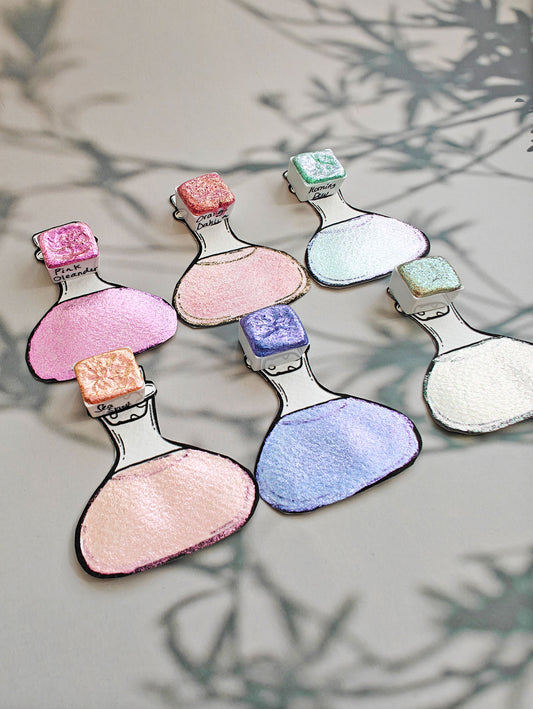 Set 6 da 1/2 godet pan acquerelli artigianali colorshift watercolors A SUNNY DAY