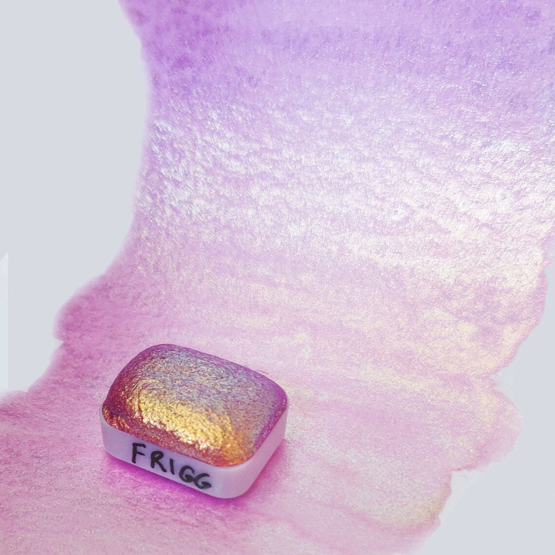 Handmade watercolor 1/4 pan pink gold green colorshift high quality FRIGG