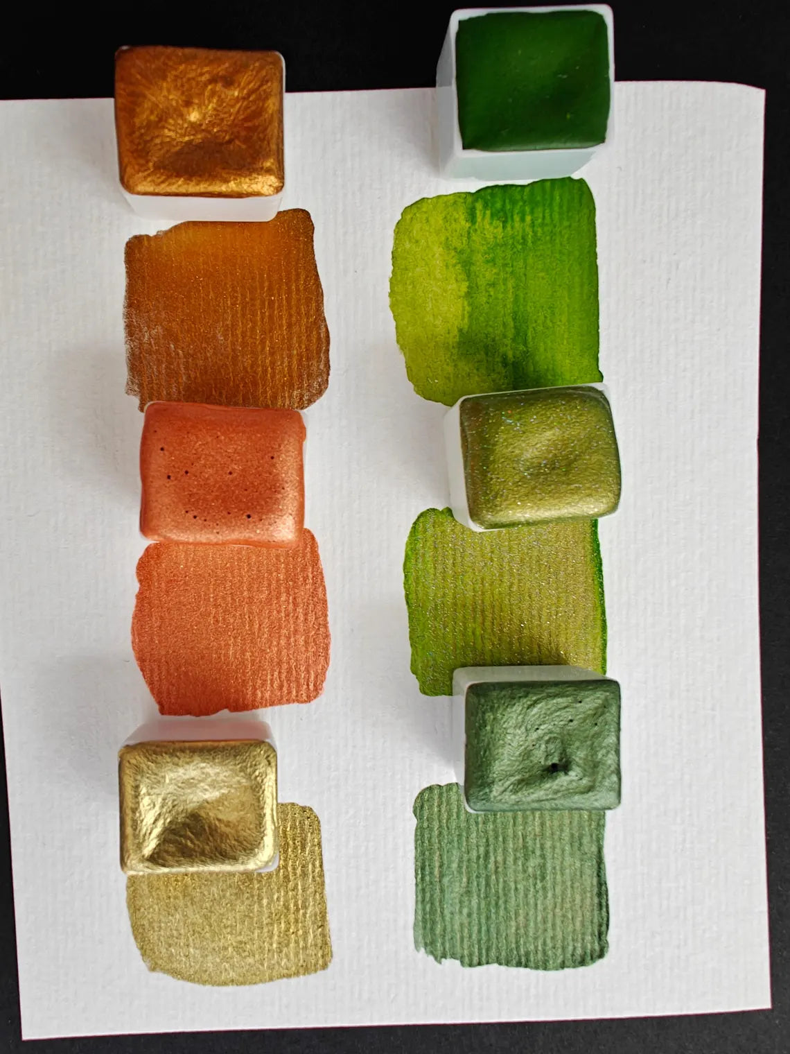 Set of 6 1/2 pans handmade metallic watercolors MUCHA PALETTE