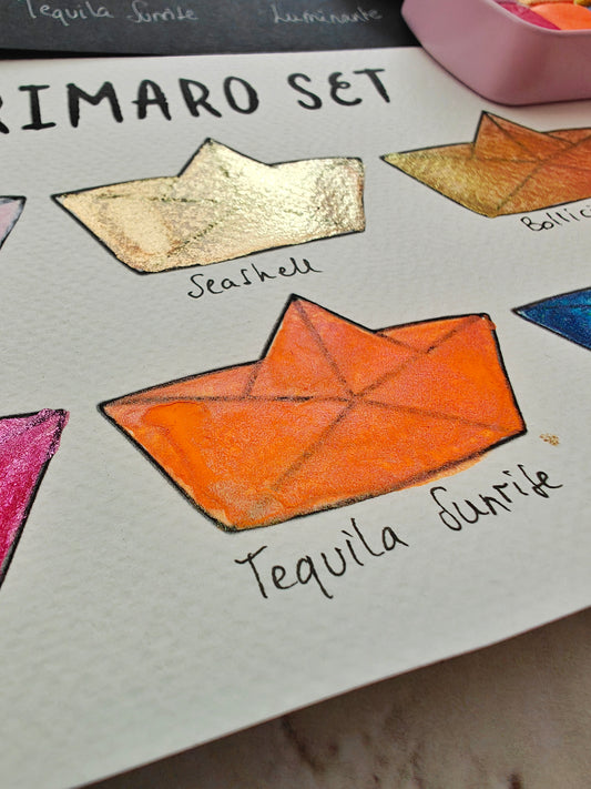 Set 6 da 1/2 godet pan acquerelli artigianali colorshift watercolors AriMaro Set