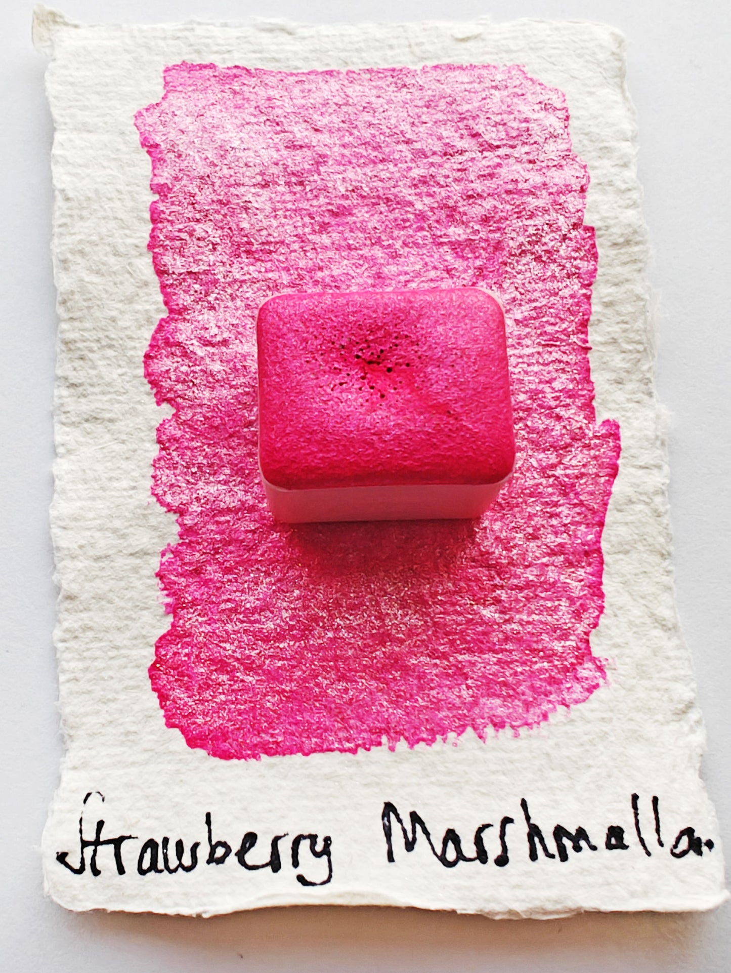Acquarello artigianale handmade watercolor magenta iridescente perlato STRAWBERRY MARSHMALLOW