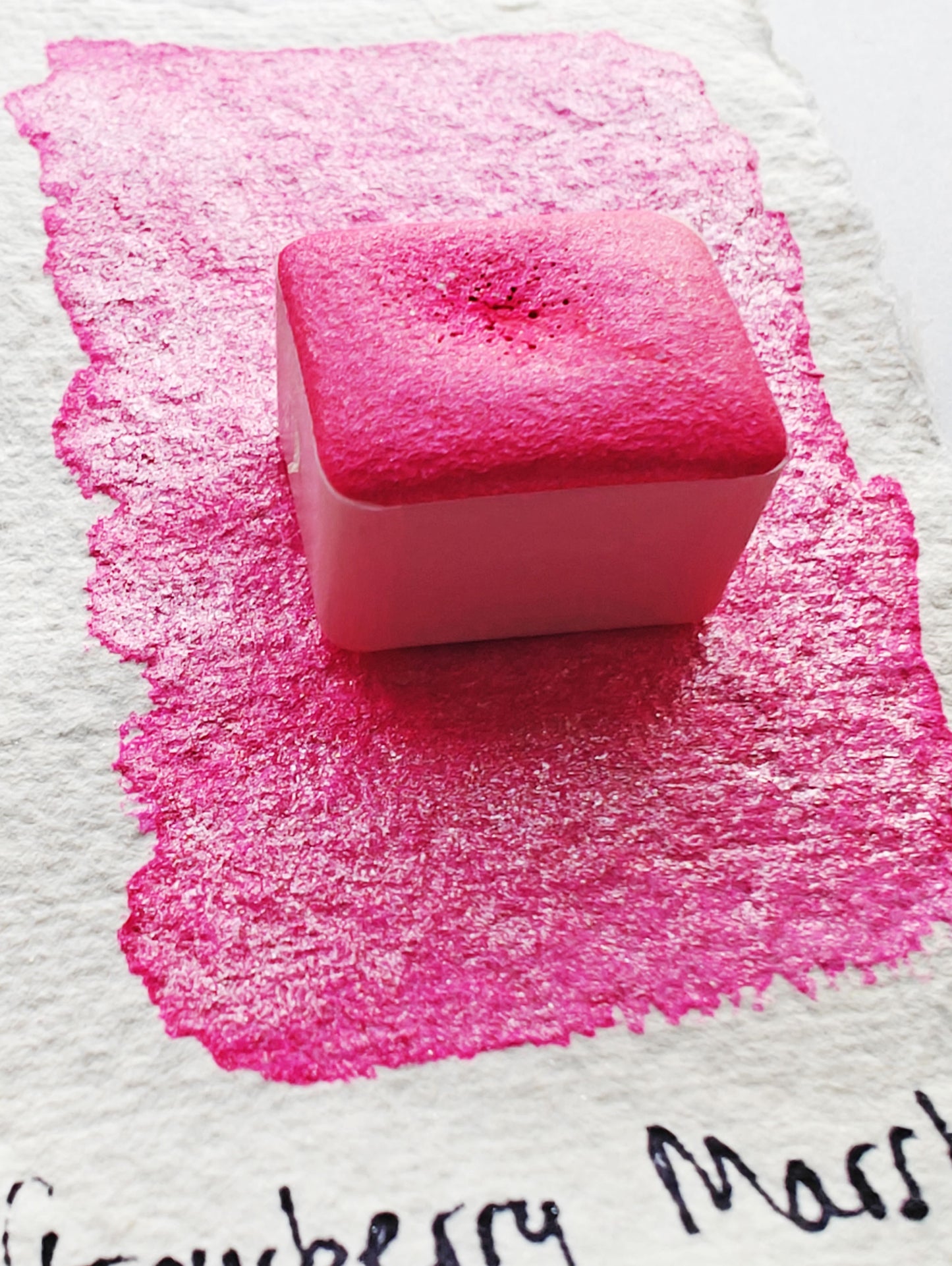 Acquarello artigianale handmade watercolor magenta iridescente perlato STRAWBERRY MARSHMALLOW