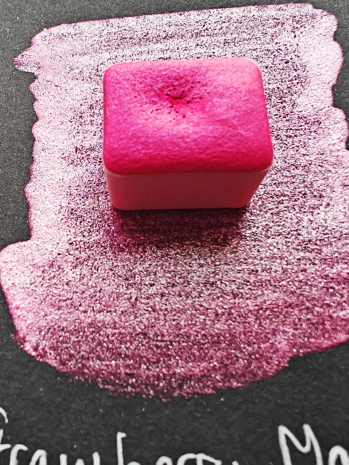 Acquarello artigianale handmade watercolor magenta iridescente perlato STRAWBERRY MARSHMALLOW