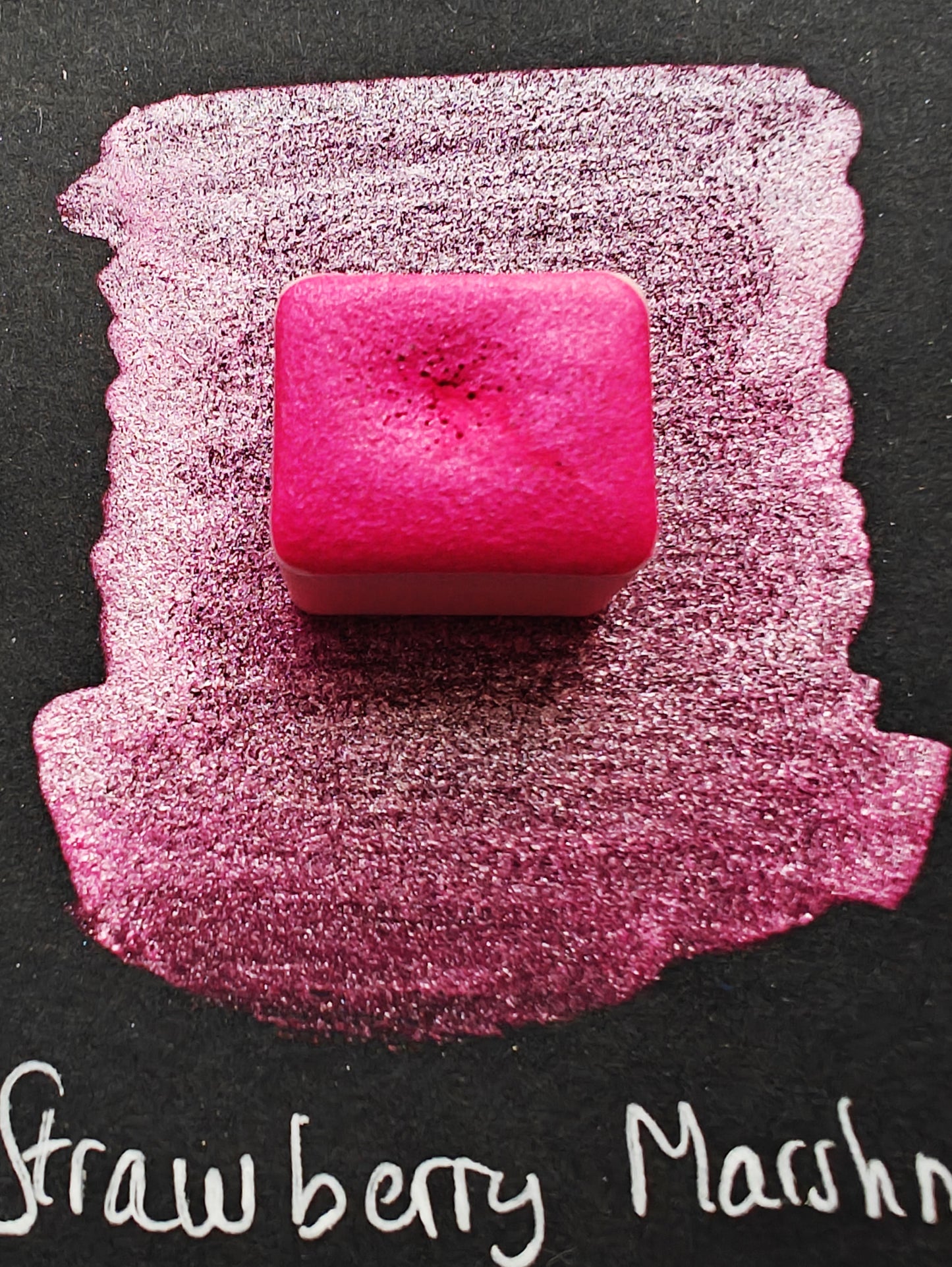 Acquarello artigianale handmade watercolor magenta iridescente perlato STRAWBERRY MARSHMALLOW