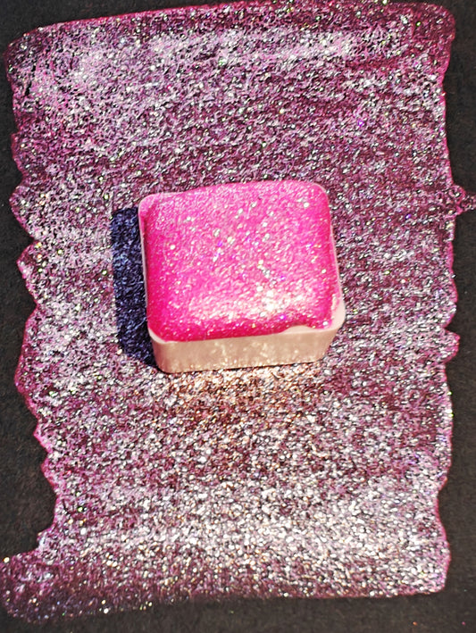 Acquarello artigianale magenta iridescente perlato STRAWBERRY MARSHMALLOW Holo
