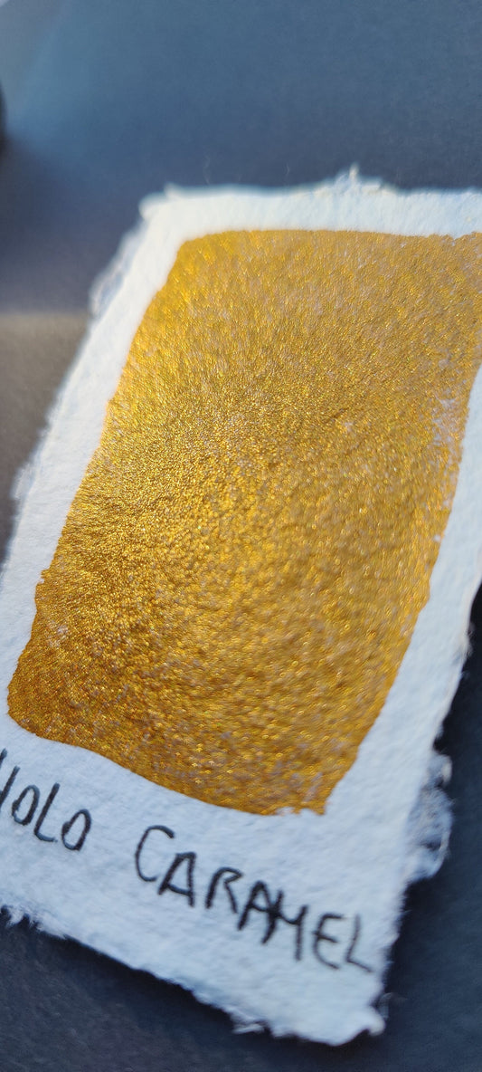 Handcrafted watercolor godet bronze brown holographic pigments holographic handlettering calligraphy paint HOLO CARAMEL