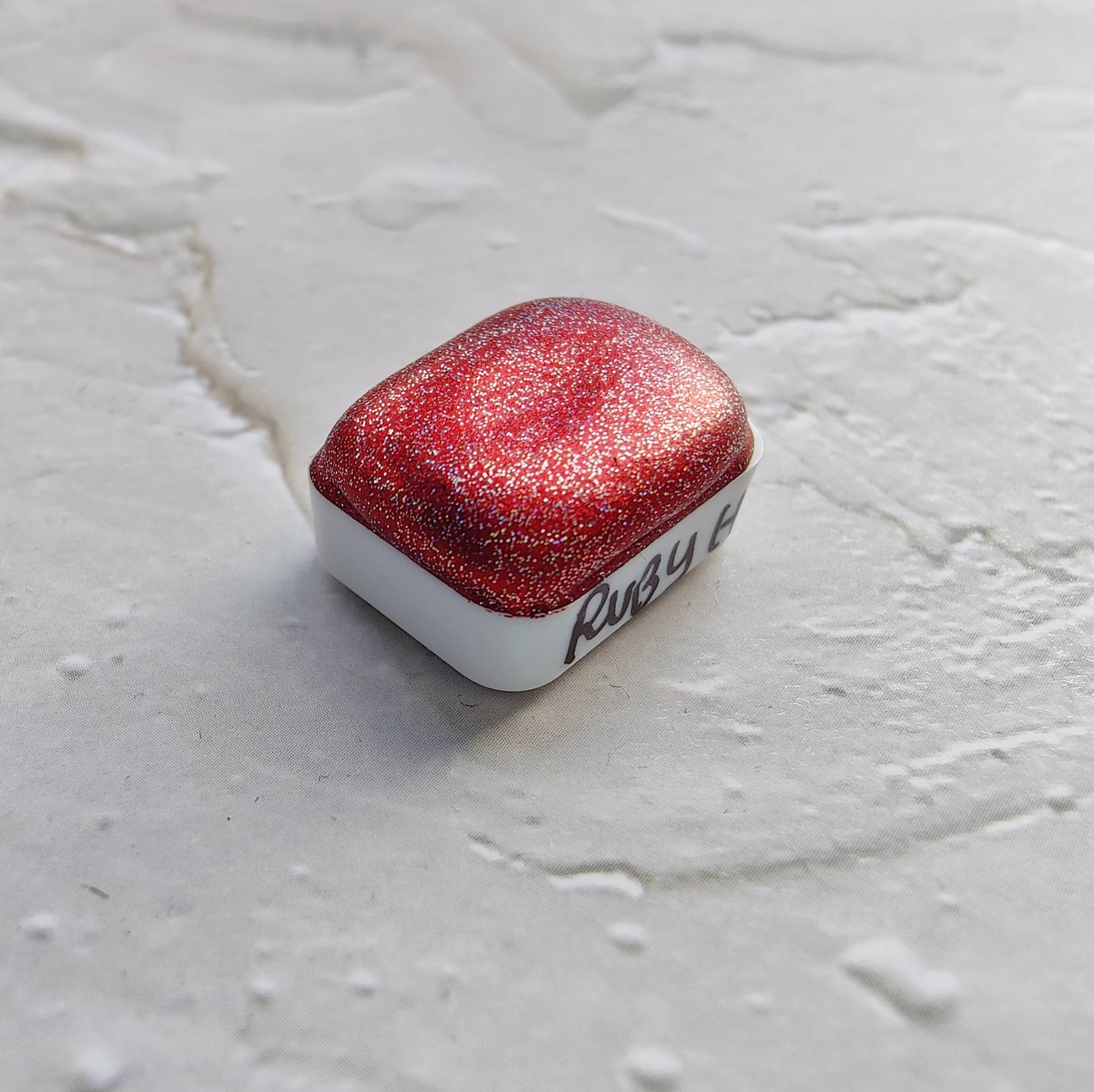 Holographic artisan watercolor 1/4 godet holo red chrome base handmade calligraphy paint HOLO RUBY