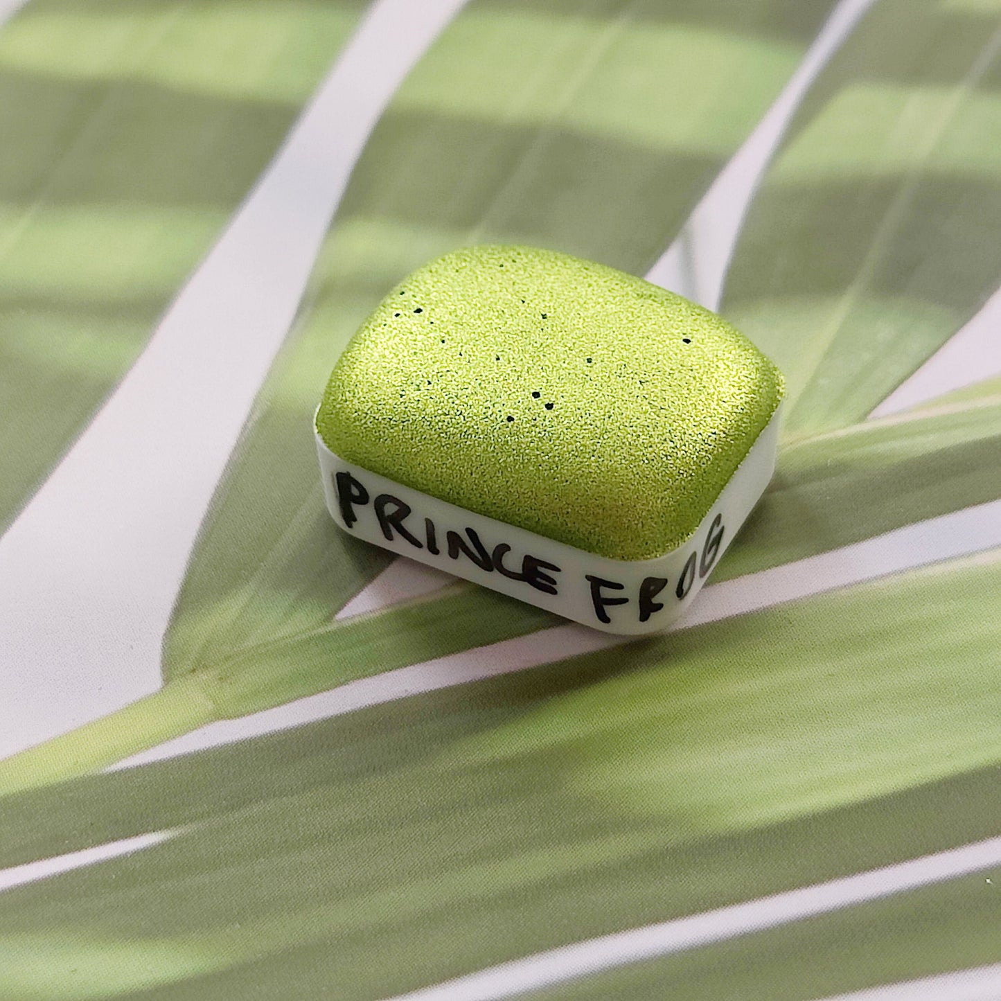 Handcrafted watercolor 1/4 godet metallic green metallic chrome handlettering calligraphy paint PRINCE FROG
