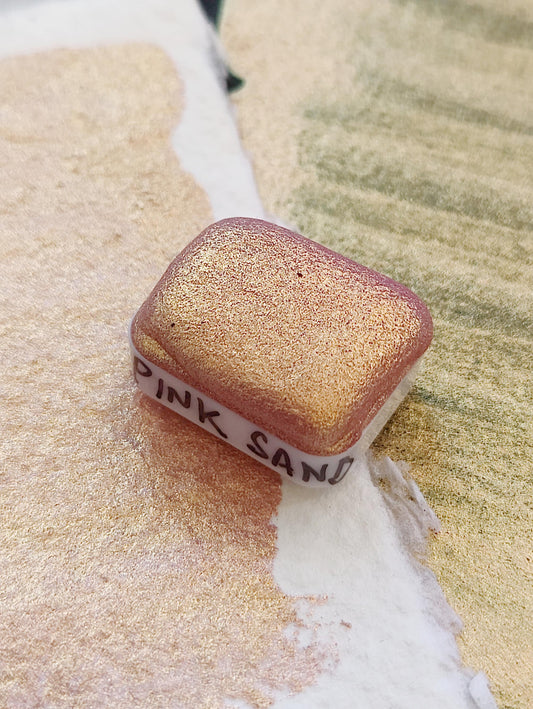 Handcrafted watercolor 1/4 godet rose gold duocolor paint handlettering high quality handmade calligraphy PINK SAND