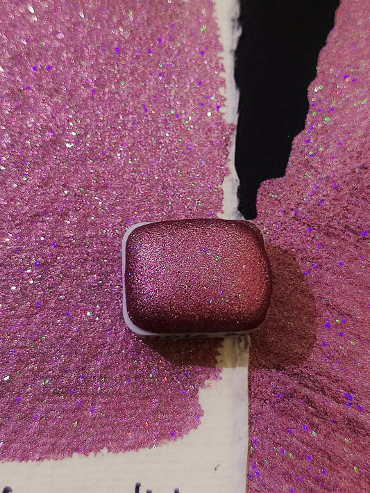 Watercolor craft 1/4 godet pink metallic holographic metallic handmade handlettering calligraphy paint PINK VENOM HOLO