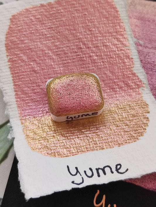 Handcrafted watercolor 1/4 godet orange pink green colorshift paint calligraphy handmade handlettering YUME