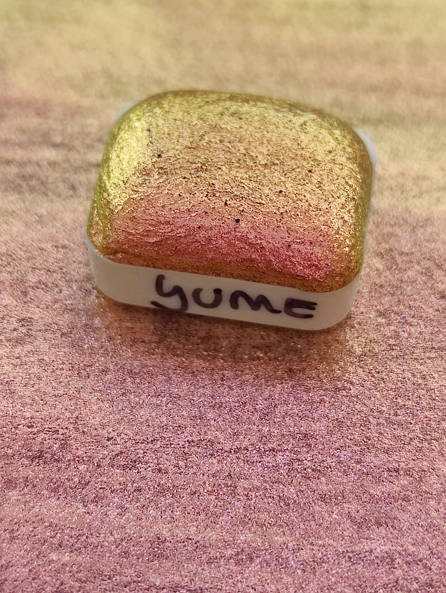 Handcrafted watercolor 1/4 godet orange pink green colorshift paint calligraphy handmade handlettering YUME