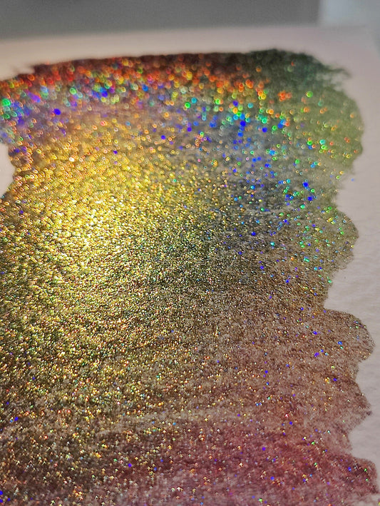Holographic craft watercolor 1/4 godet holo colorshift pink purple yellow paint calligraphy handmade YOU ARE WORTHY