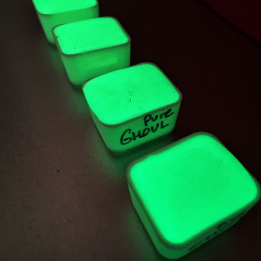 Handcrafted watercolor 1/2 godet green glow in the dark fluorescent in the dark paint calligraphy handmade handlettering PURE GHOUL