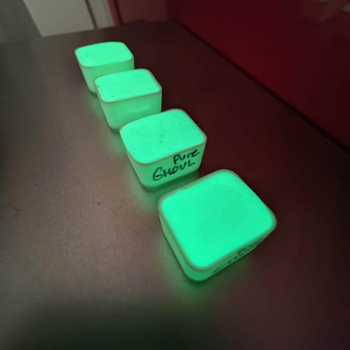 Handcrafted watercolor 1/2 godet green glow in the dark fluorescent in the dark paint calligraphy handmade handlettering GHOUL