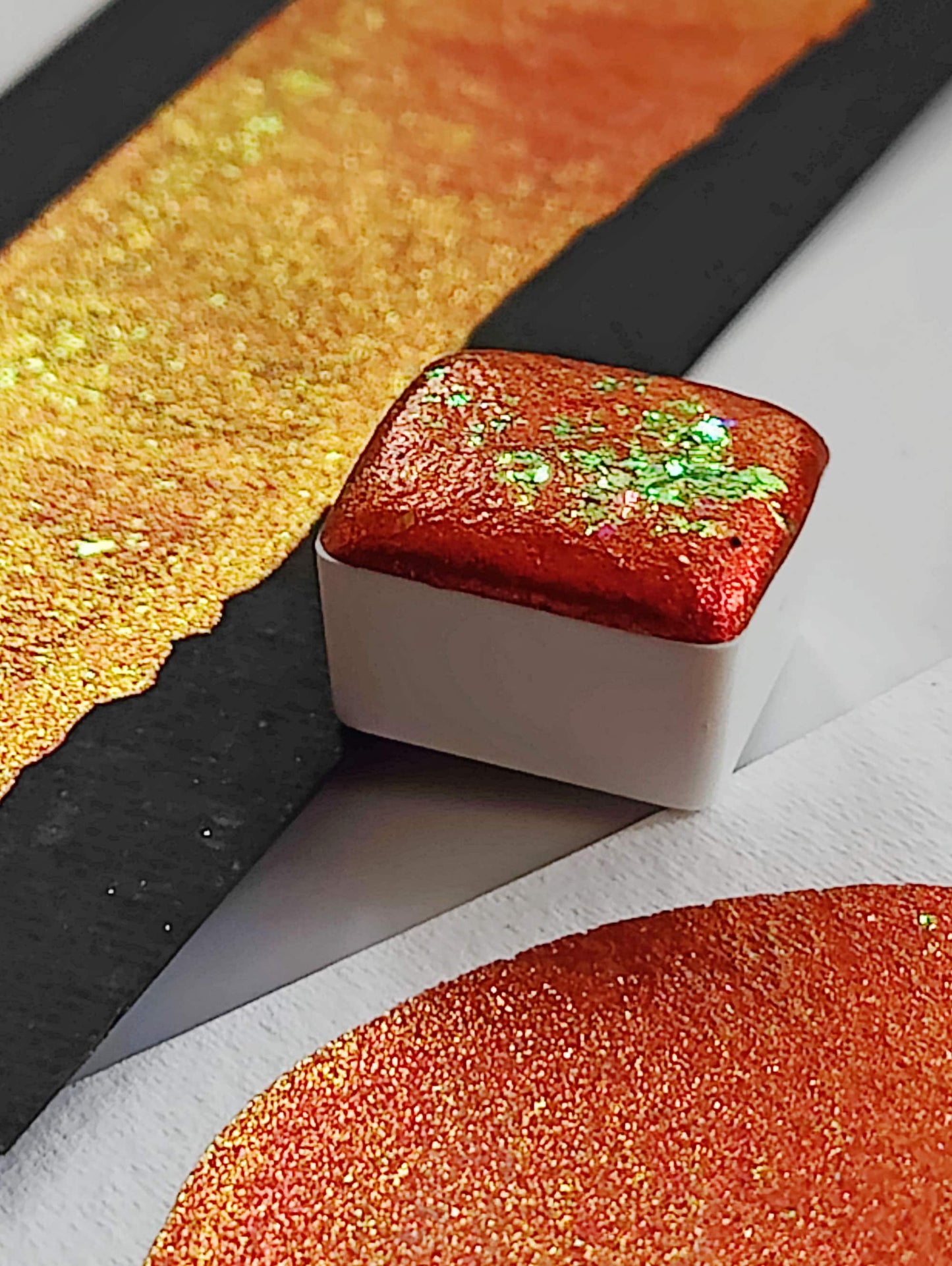 Pearly watercolor red orange colorshift iridescent flakes watercolor handlettering high quality YEAR of the DRAGON
