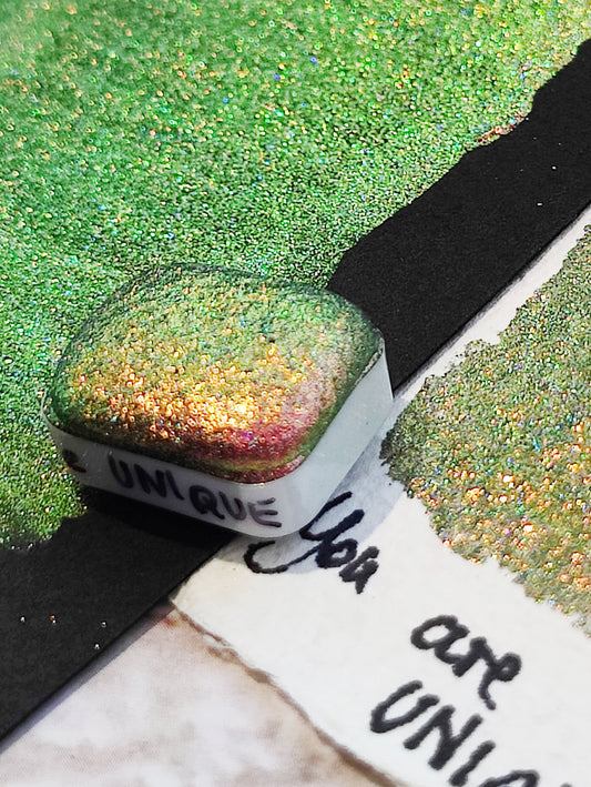 Holographic craft watercolor 1/4 godet holo colorshift blue purple magenta paint calligraphy handmade YOU ARE UNIQUE