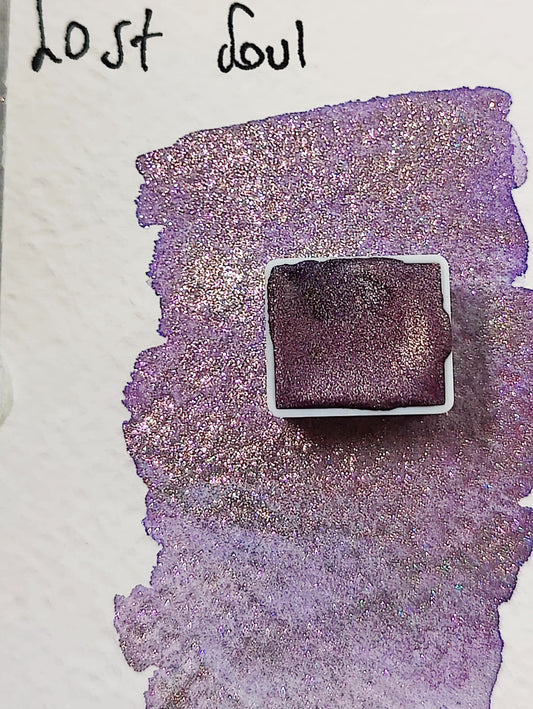 Golden purple watercolor iridescent holographic granulating watercolor handlettering paint high quality LOST SOUL