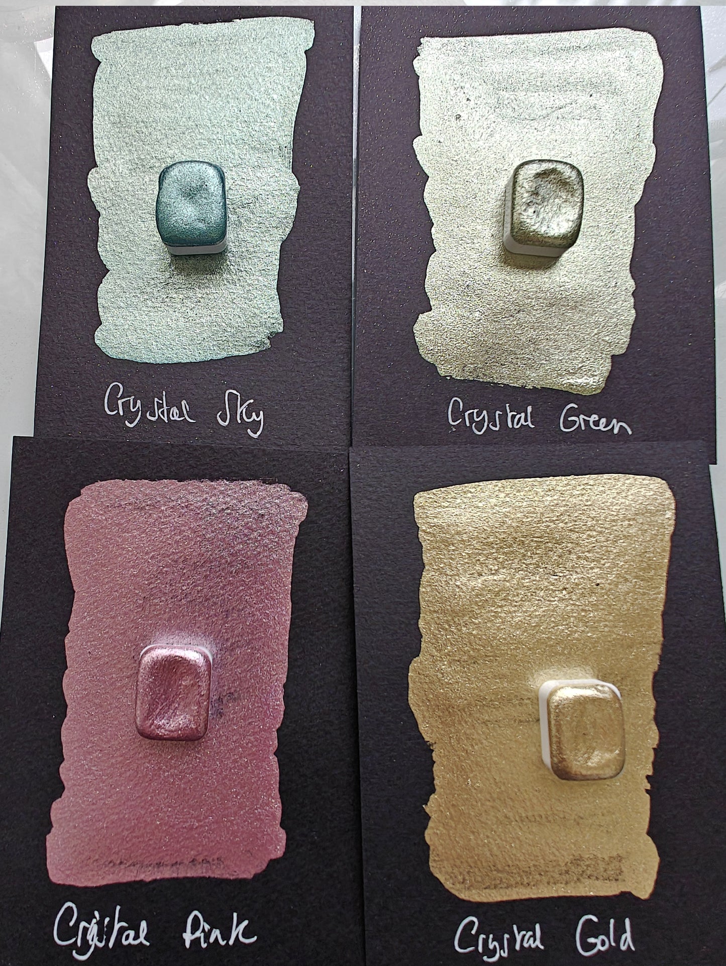 Set of 4 1/4 high quality handmade watercolors metallic CRYSTAL SET