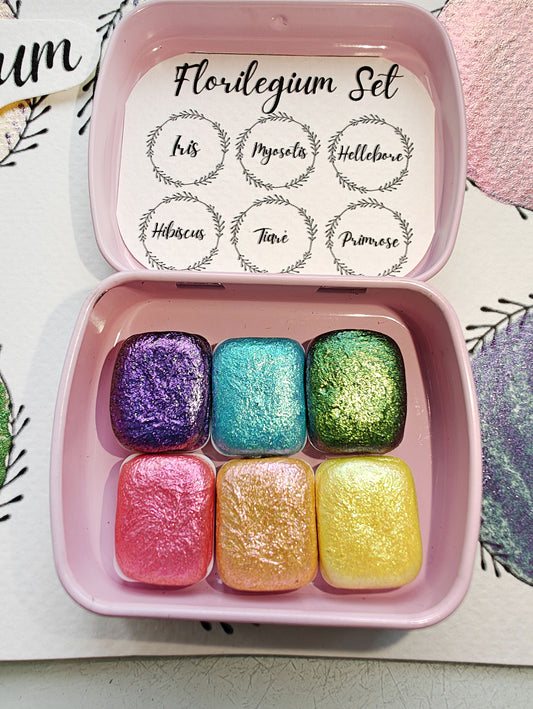 Set of 6 1/4 god pan handmade watercolors colorshift watercolors FLORILEGIUM