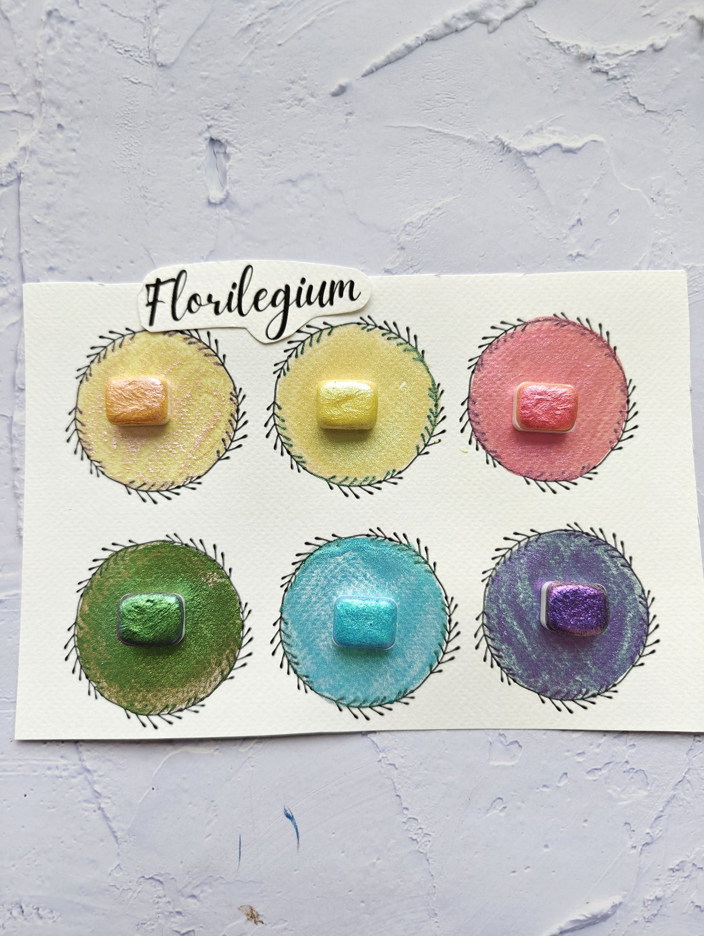 Set of 6 1/4 god pan handmade watercolors colorshift watercolors FLORILEGIUM