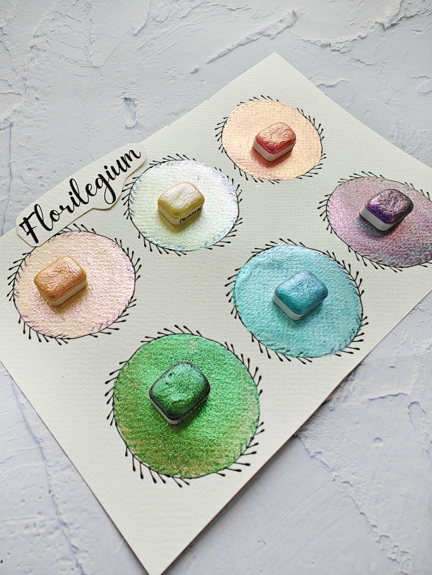 Set of 6 1/4 god pan handmade watercolors colorshift watercolors FLORILEGIUM