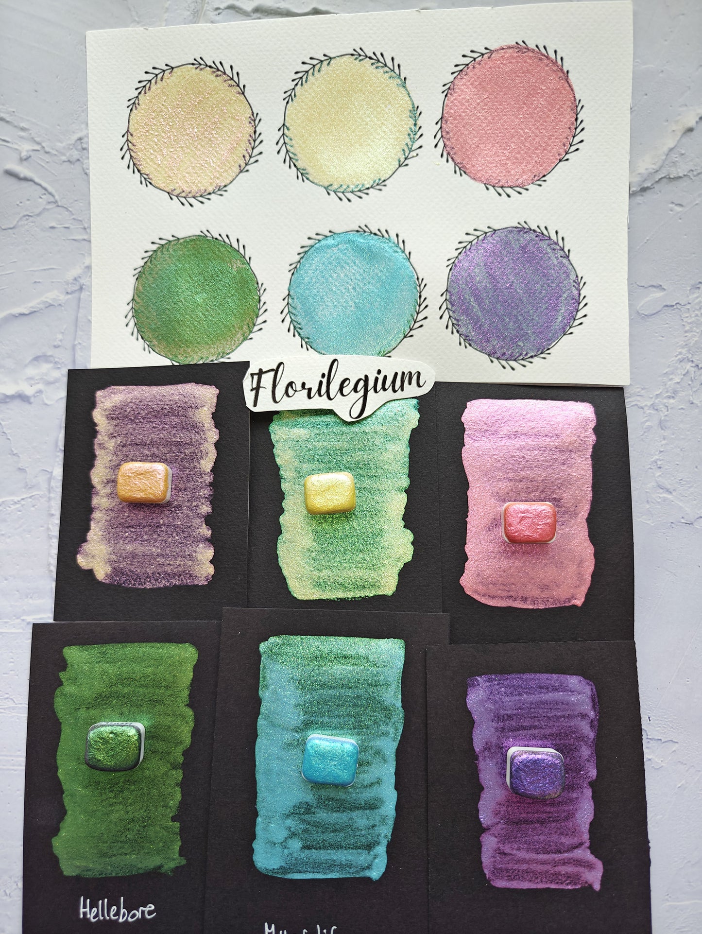 Set of 6 1/4 god pan handmade watercolors colorshift watercolors FLORILEGIUM