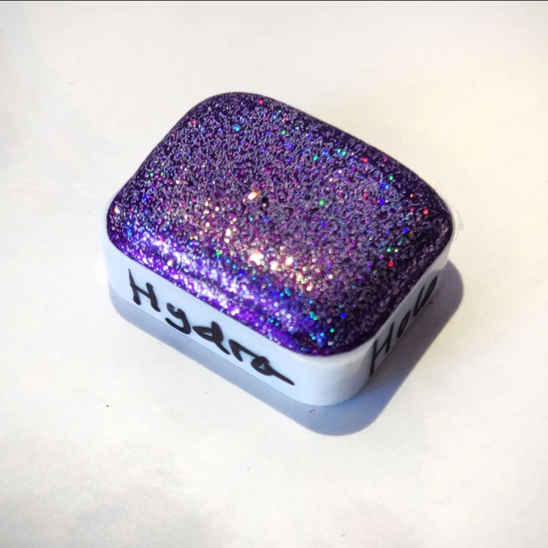 Holographic craft watercolor 1/4 godet holo purple chrome base paint calligraphy handmade HOLO HYDRA
