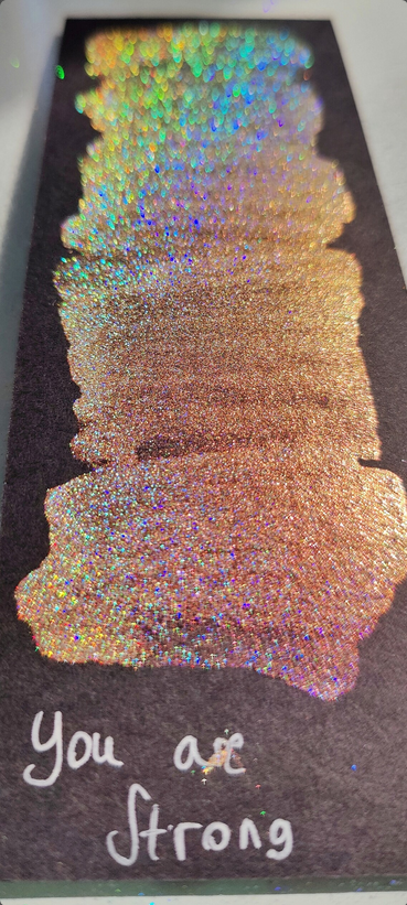 Acquerello artigianale glitter olografico 1/4 godet vernice calligrafia fatto a mano YOU ARE STRONG