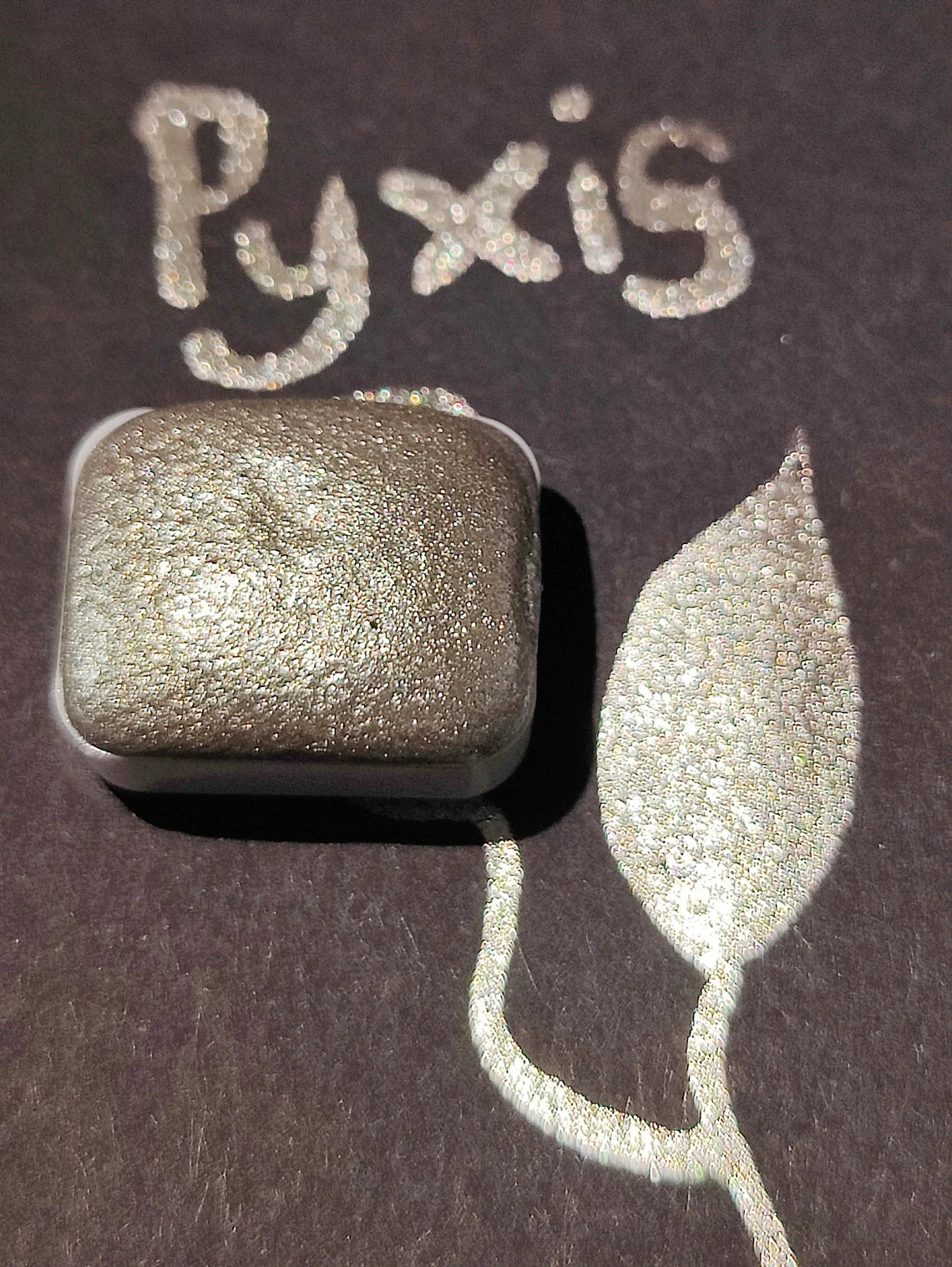 Set of 4 1/4 high quality handmade watercolors in silver holographic palette.