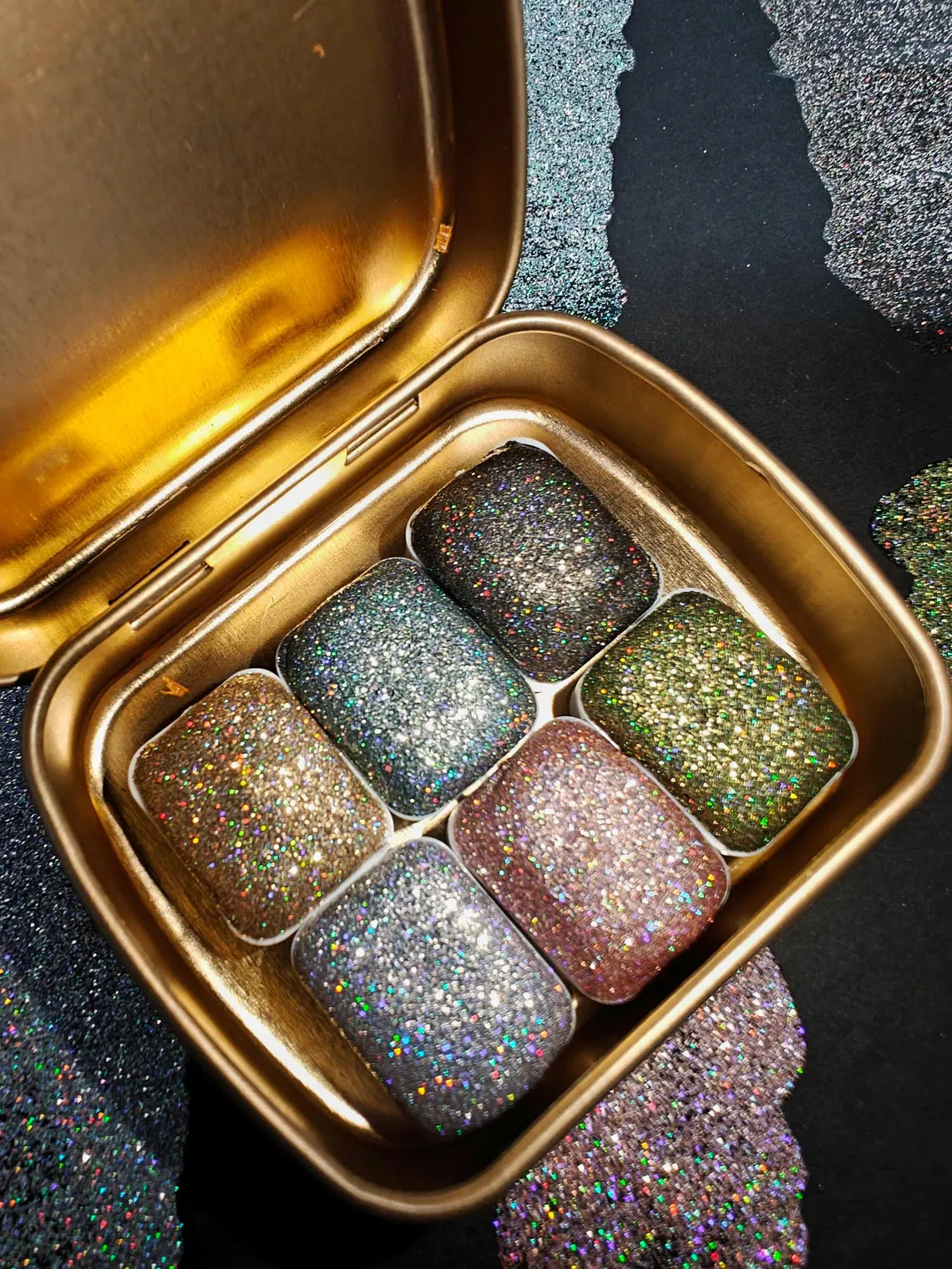 Set of 6 Holo DARK GEMS Metallic Holographic Watercolors
