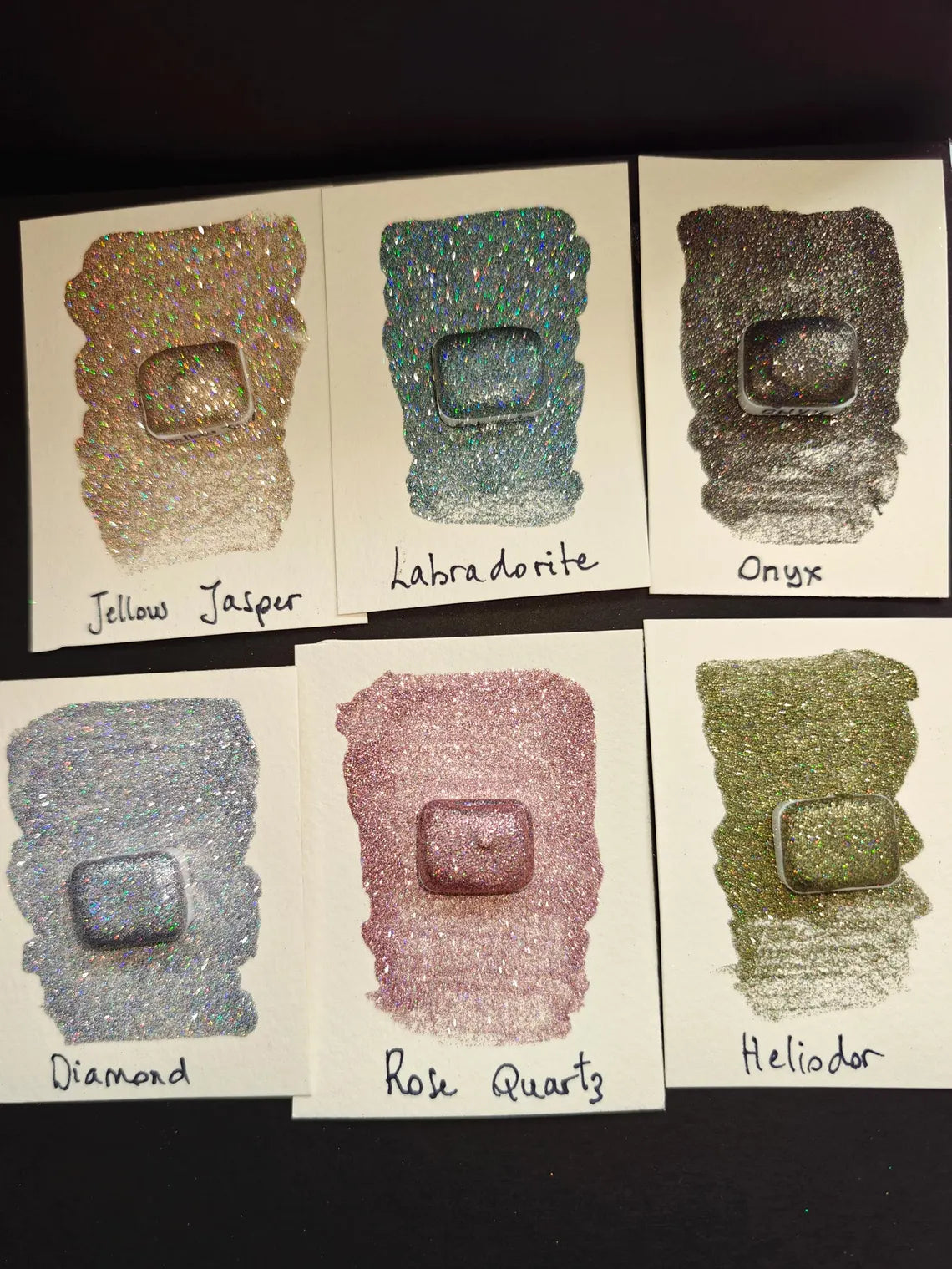 Set of 6 Holo DARK GEMS Metallic Holographic Watercolors