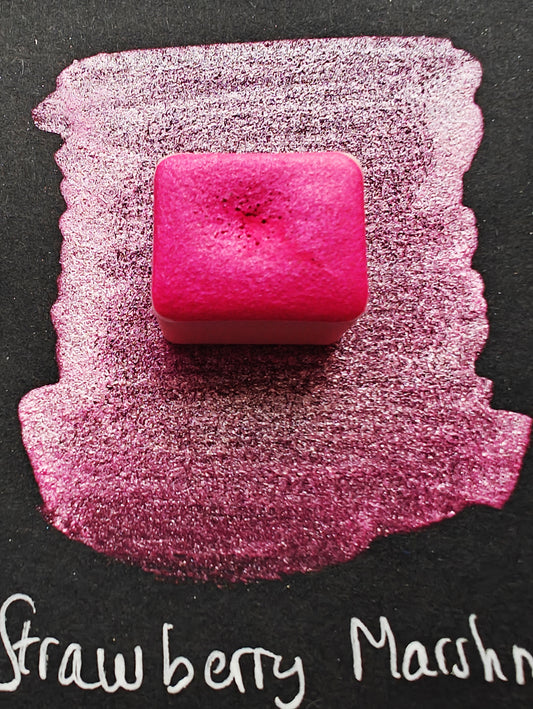 Acquarello artigianale handmade watercolor magenta iridescente perlato STRAWBERRY MARSHMALLOW