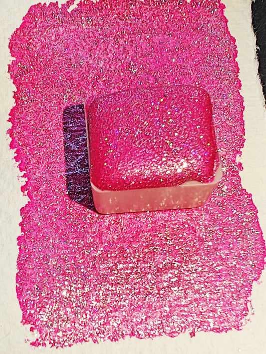 Acquarello artigianale magenta iridescente perlato STRAWBERRY MARSHMALLOW Holo