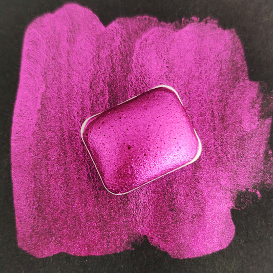 Handcrafted watercolor 1/4 godet magenta pink metallic metallic mirror handlettering calligraphy paint REDNE