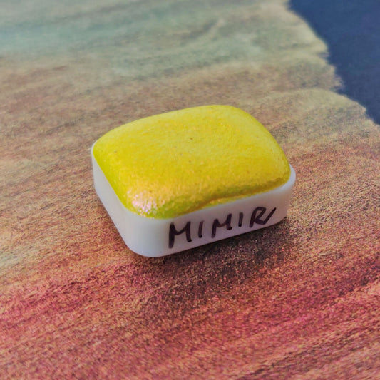 Handcrafted watercolor 1/4 godet yellow green fuchsia colorshift paint handlettering high quality handmade calligraphy MIMIR