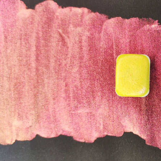 Handcrafted watercolor 1/4 godet yellow green fuchsia colorshift paint handlettering high quality handmade calligraphy MIMIR