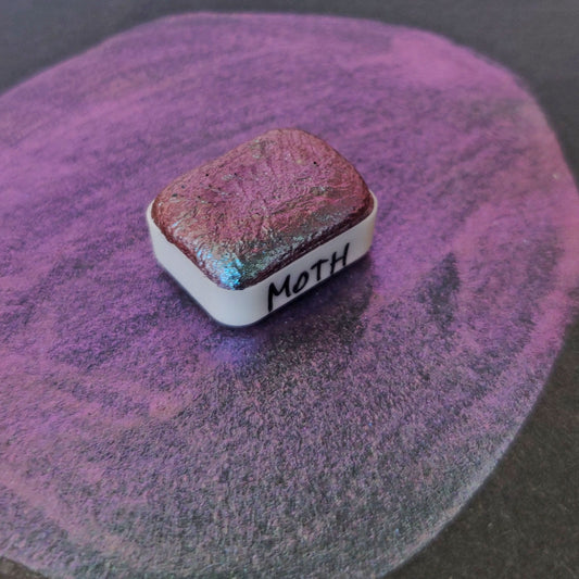 Watercolor craft 1/4 godet pan blue purple pink colorshift paint calligraphy handmade handlettering watercolor MOTH