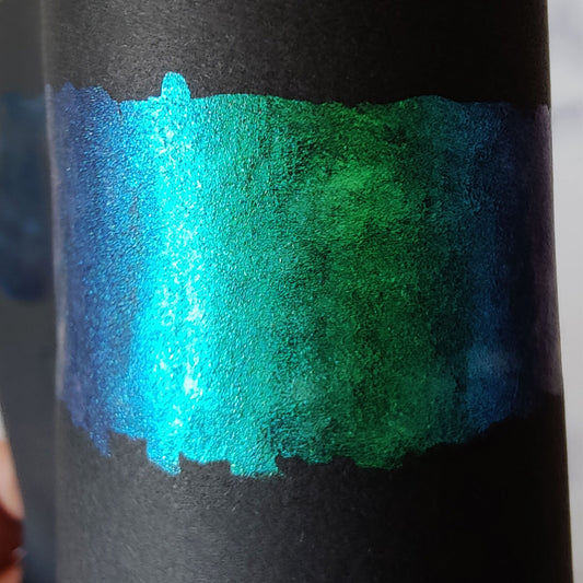 Handmade watercolor 1/4 godet pan orange pink green blue colorshift iridescent paint calligraphy handlettering handmade DIVA