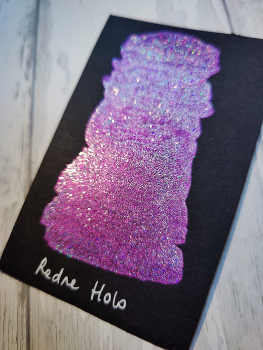 Holographic handmade watercolor 1/4 godet holo fuchsia pink chrome base handmade calligraphy paint REDNE HOLO
