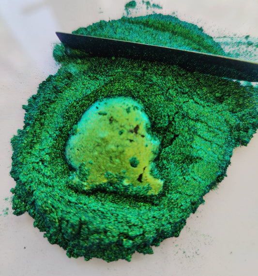 Watercolor craft 1/4 godet green blue colorshift paint calligraphy handmade handlettering FUNAYUREI